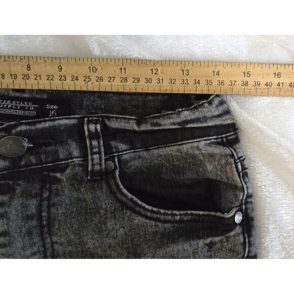 Acid Wash Black Distressed Knees Trestles Supply Co. CALIFORNIA REPUBLIC Boys 16 - Picture 5 of 8
